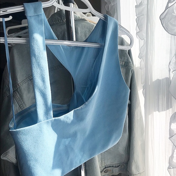 KAMLA Super Crop Cut Out Top - Baby Blue - Picture 3 of 3